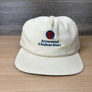 Vintage Arrowwood Hotel Hat Cap Snapback White Rope Trucker Radisson Resort